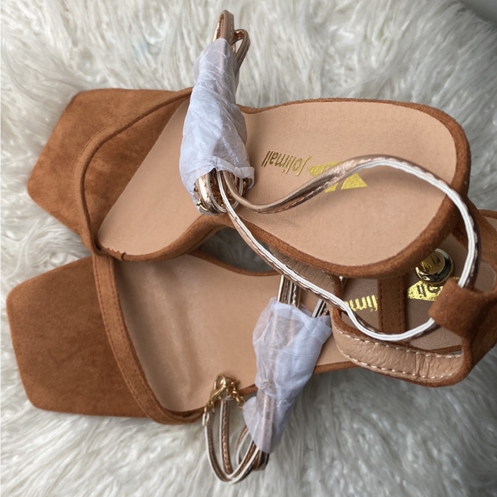 Cognac & Gold Heels - Picture 3 of 3